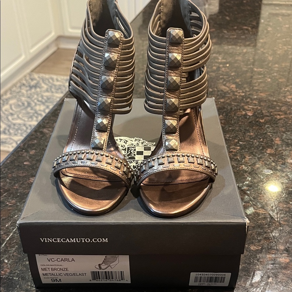 Vince Camuto Bronze Strappy Heels